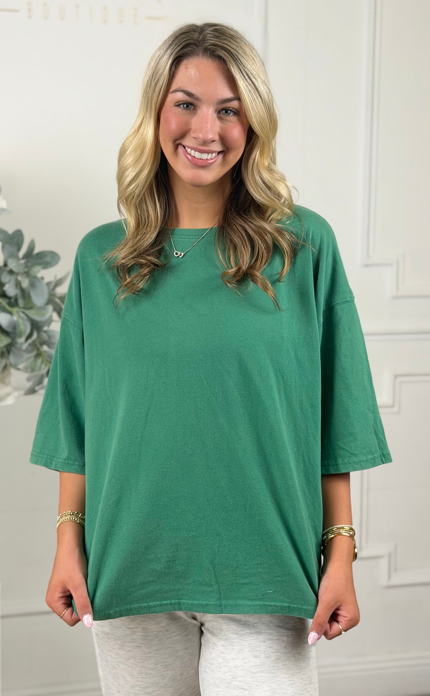Green Basic Oversized Tee