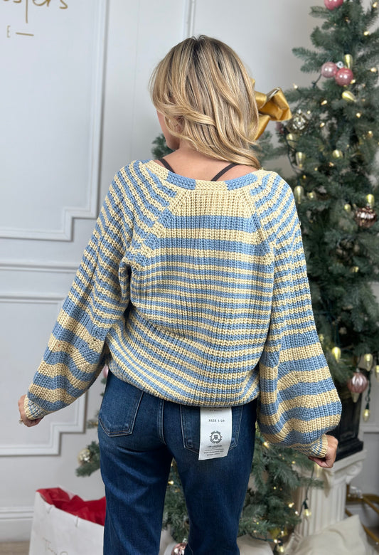 Striped Button Front Cardigan