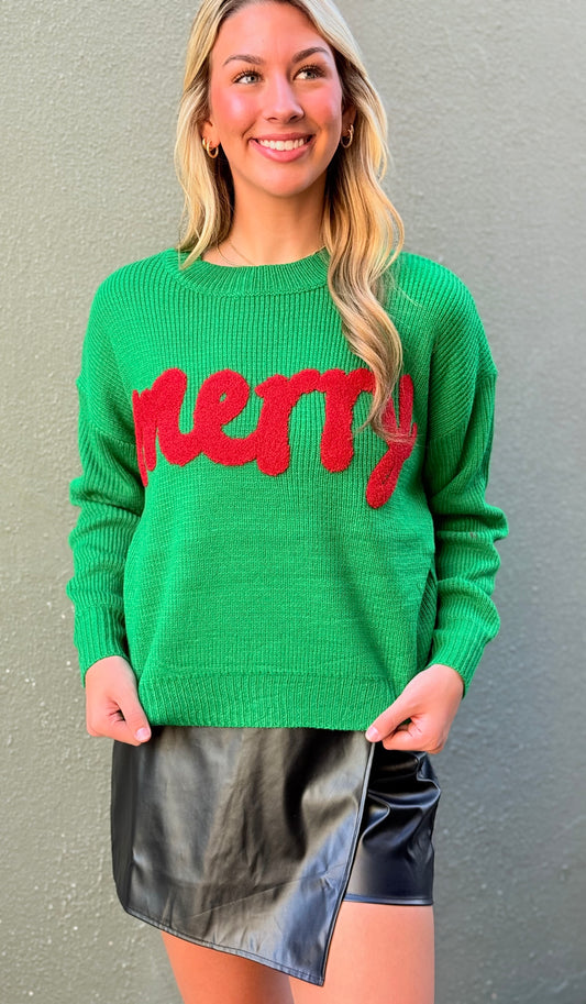 Hunter Green Merry Stitch Sweater