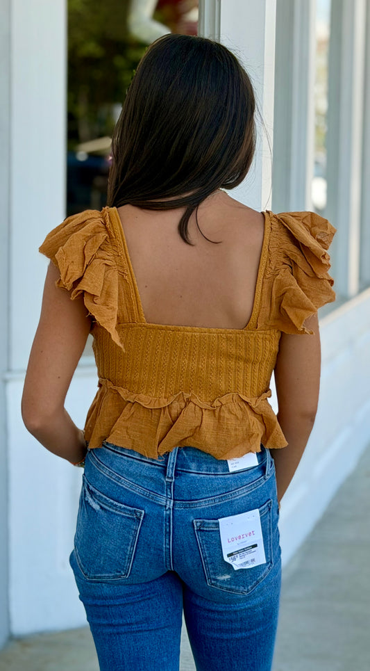 Honey Ruffled Fitted Top