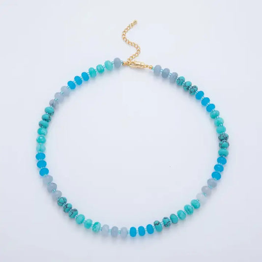 Splashed Earth & Sky Toned Color Gemstone 17.3 Necklace , 6
