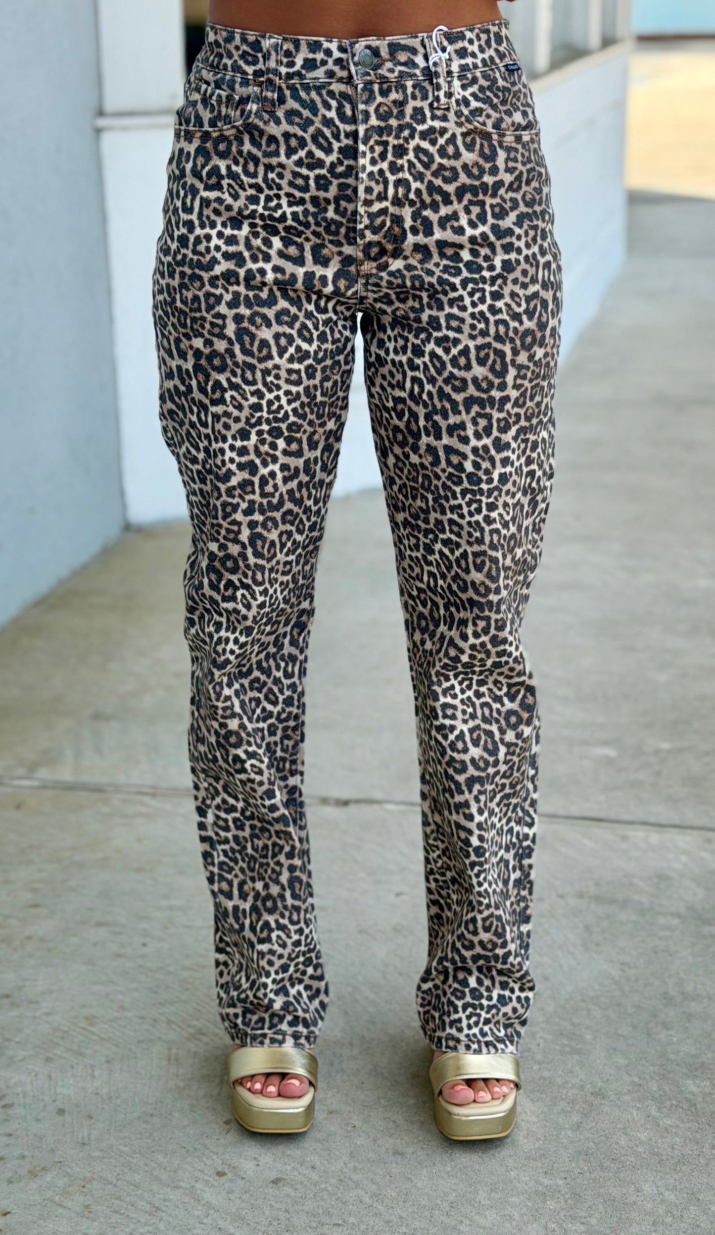 Leopard Washed Super High Rise Dad Jean