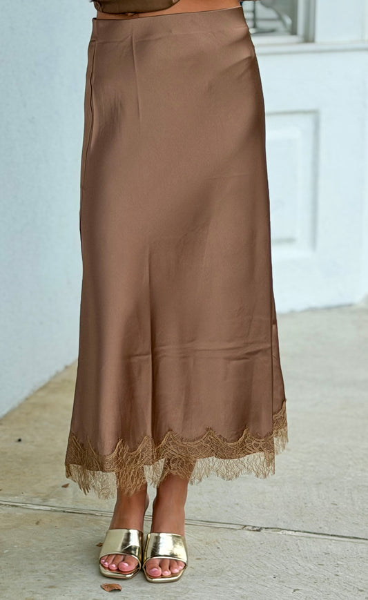 Mocha Lace Midi Skirt