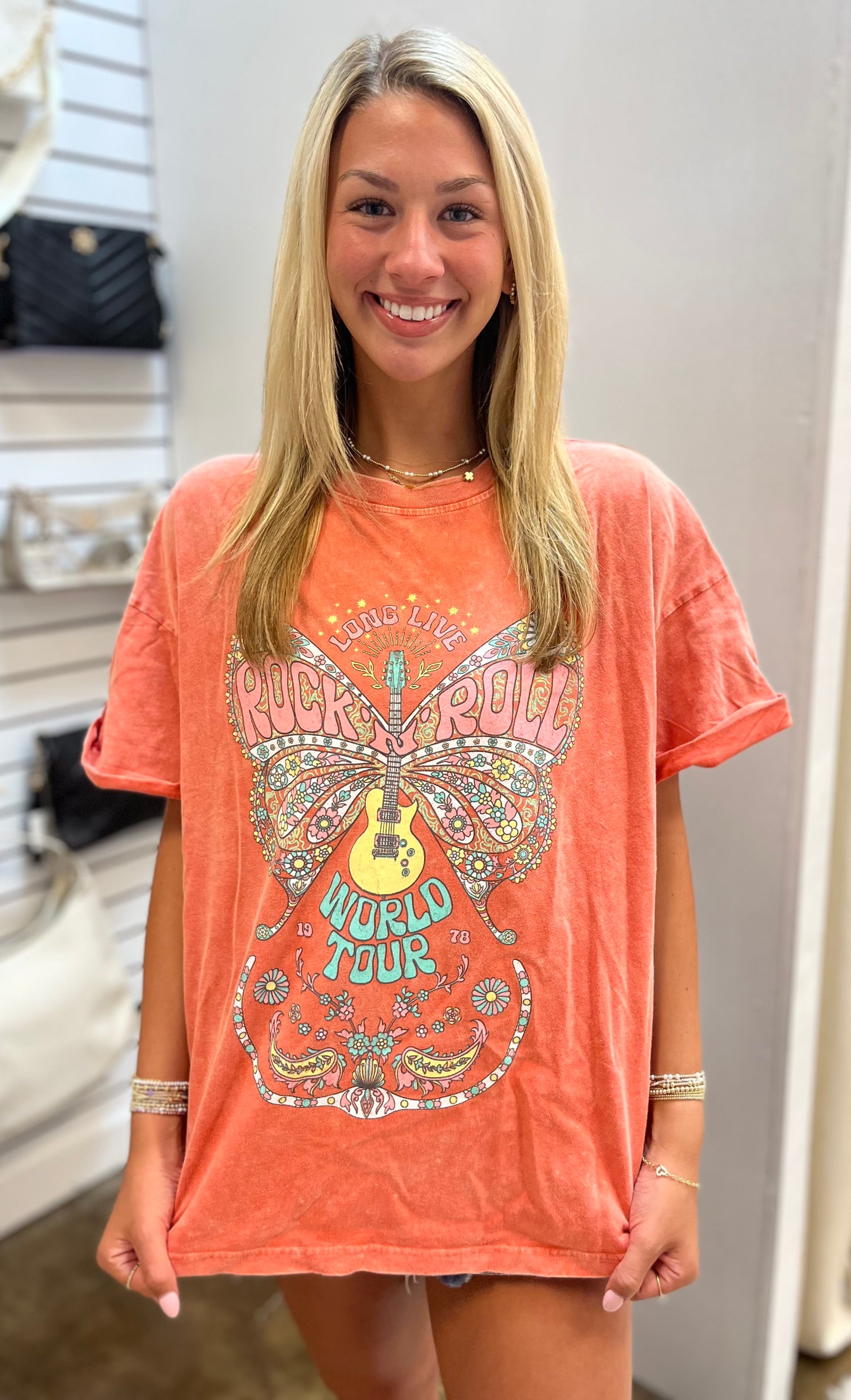 Orange Rock N Roll World Tour Butterfly Tee