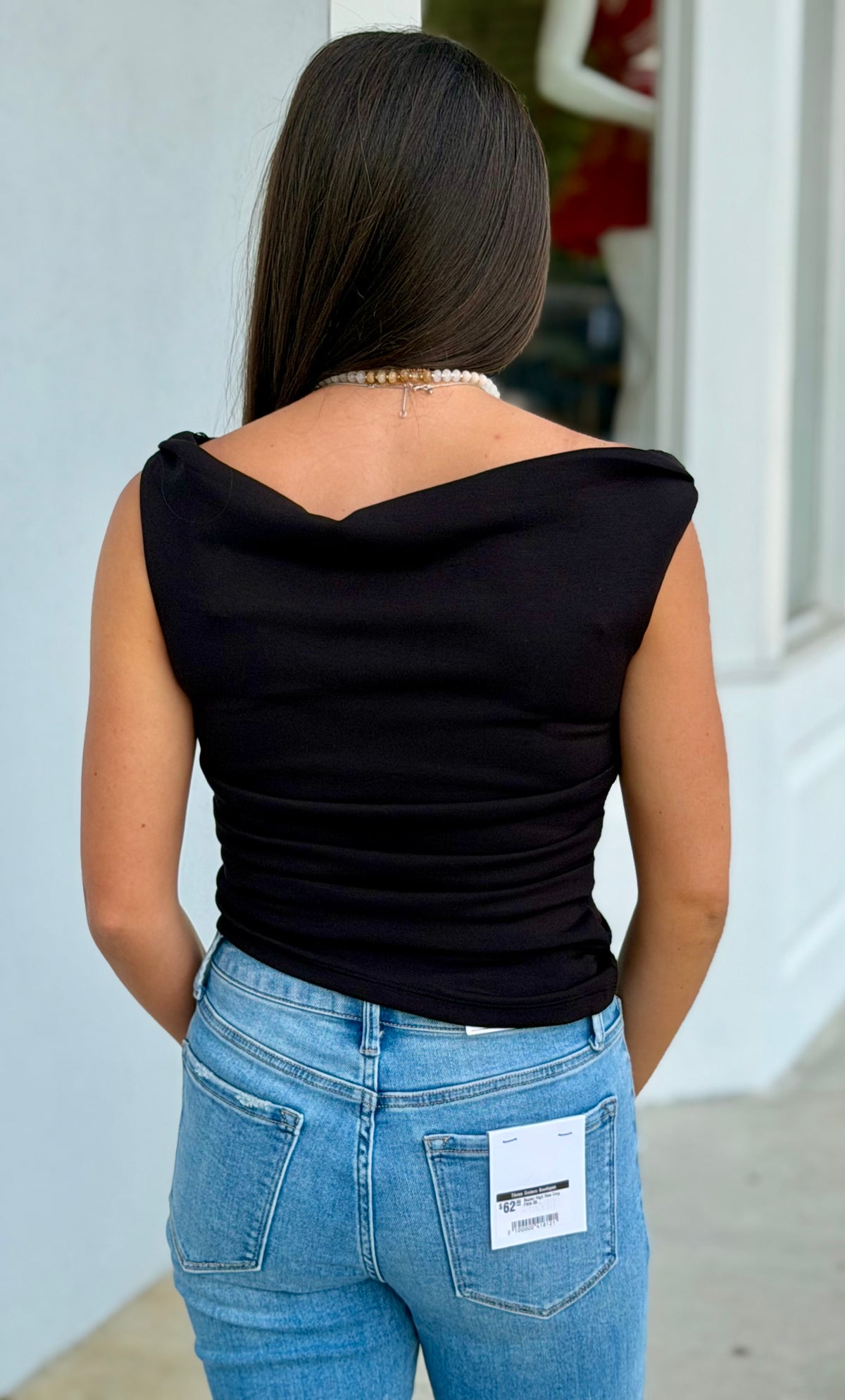 Off The Shoulder Ruched Detail Top, Black