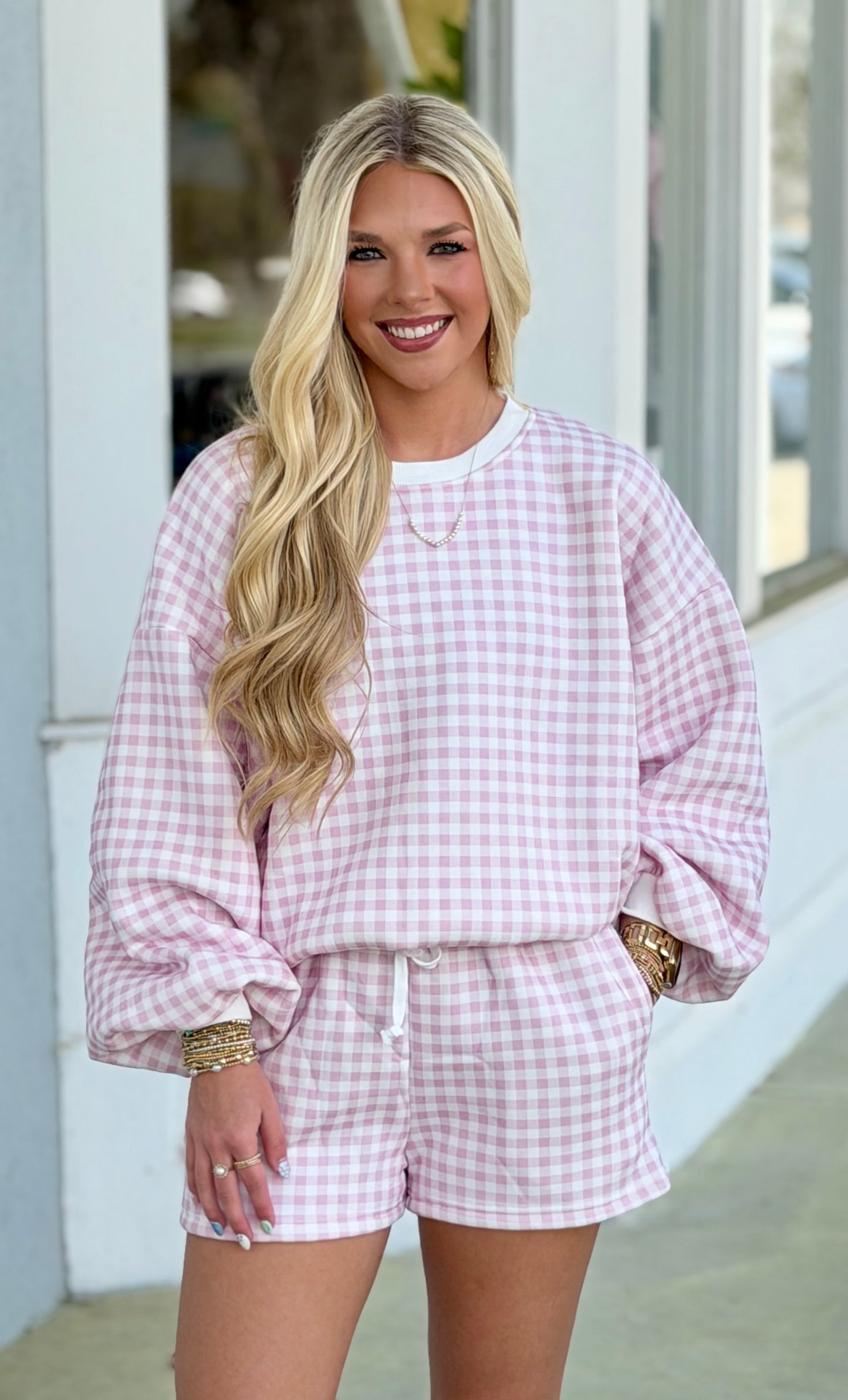 Pink Gingham Short SET
