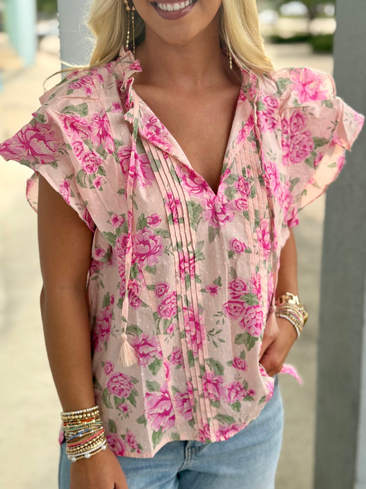 Bria Rosey Ruffle Blouse