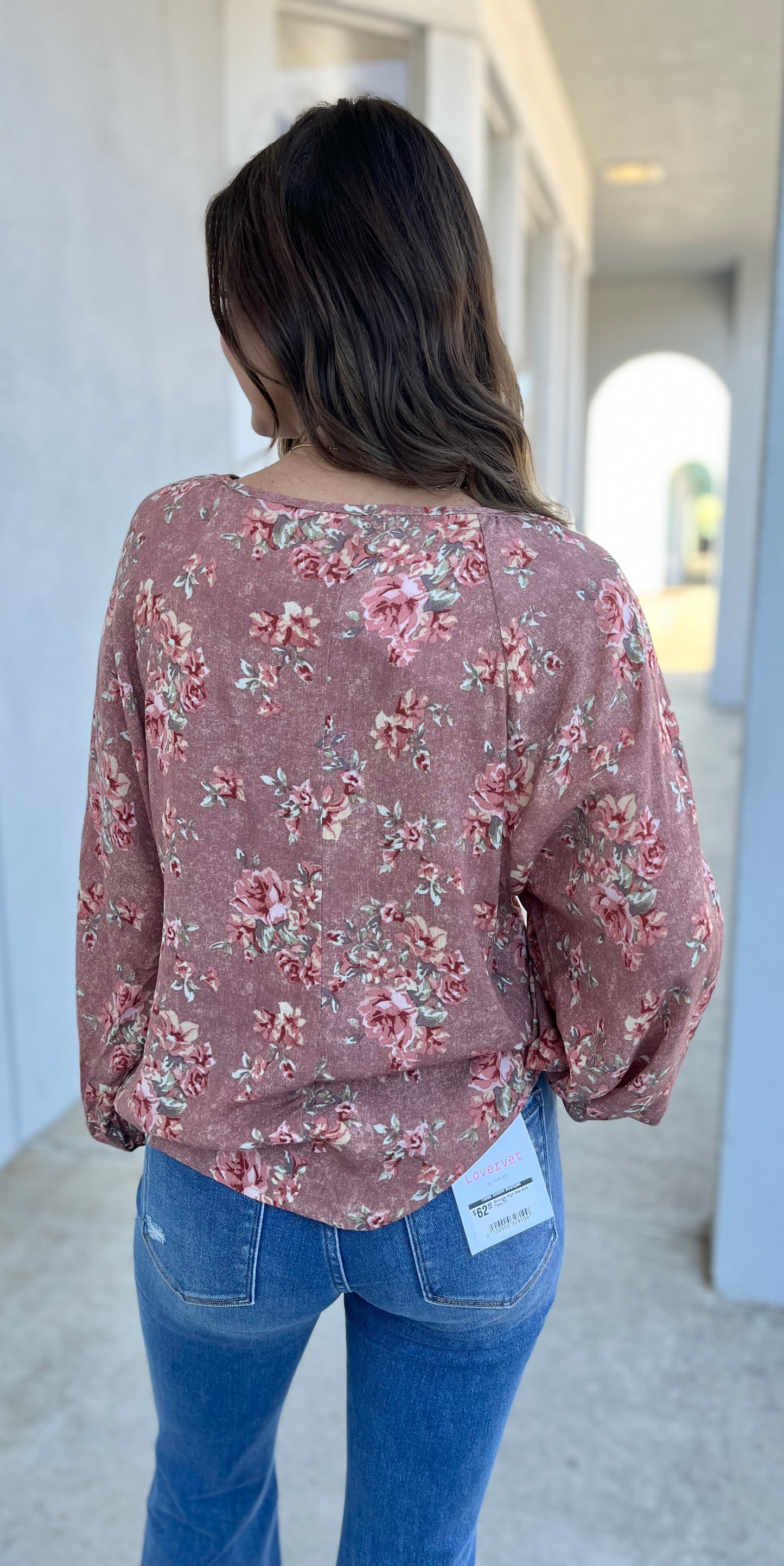 Mauve Dolman Babydoll Floral Blouse