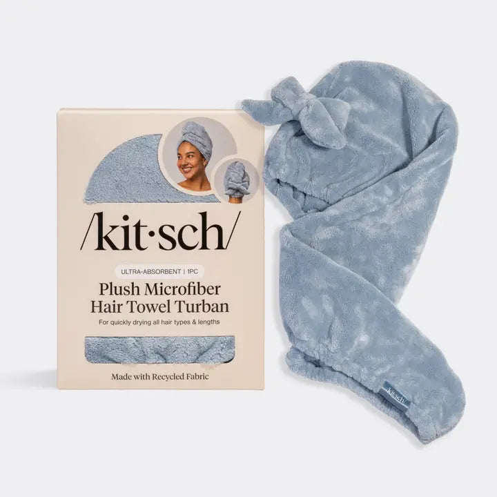 Plush Microfiber Towel Turban - Coastal Blue