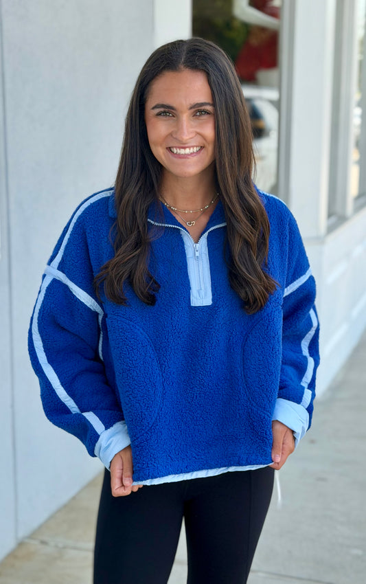 Half Zip Fleece Pullover , Blue