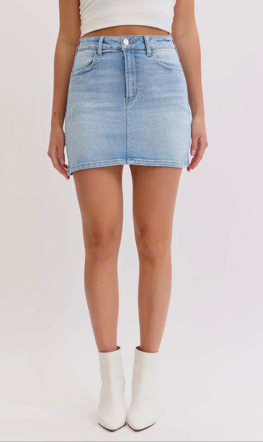 Light Basic Mid Waisted Mini Skirt