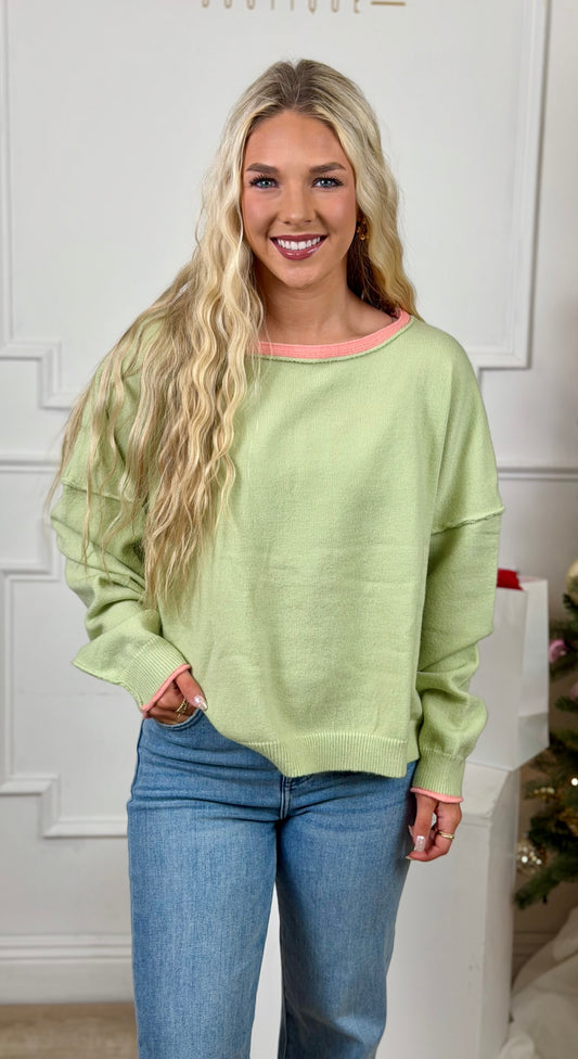 Melon Brushed Boat Neck Sweater