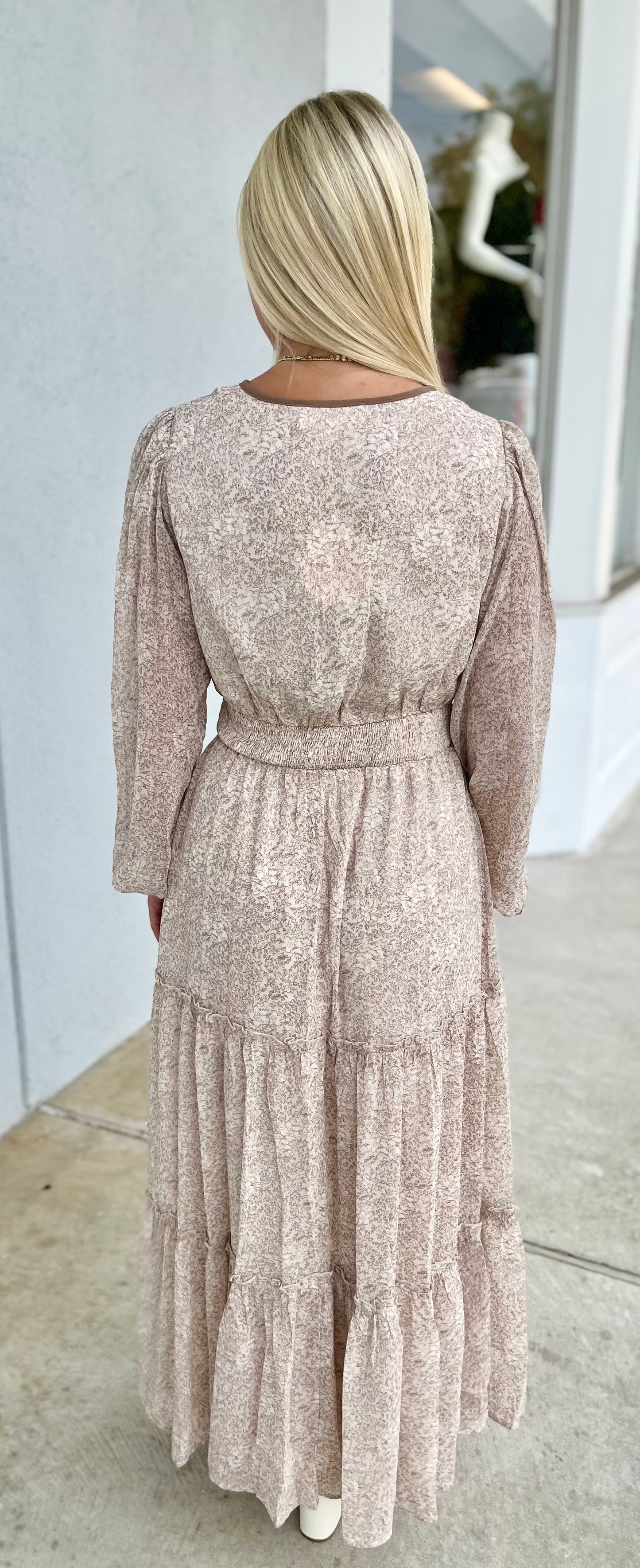 Romantic Floral Maxi Dress W Sheer Fabric