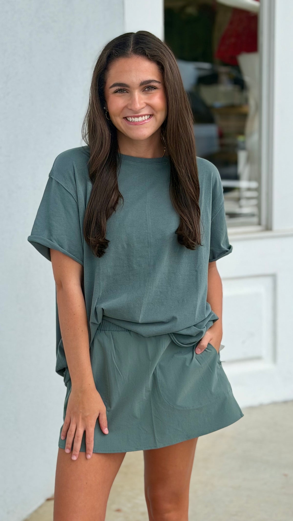 Pima Cotton Center-Seam Oversized Tee, Eucalyptus