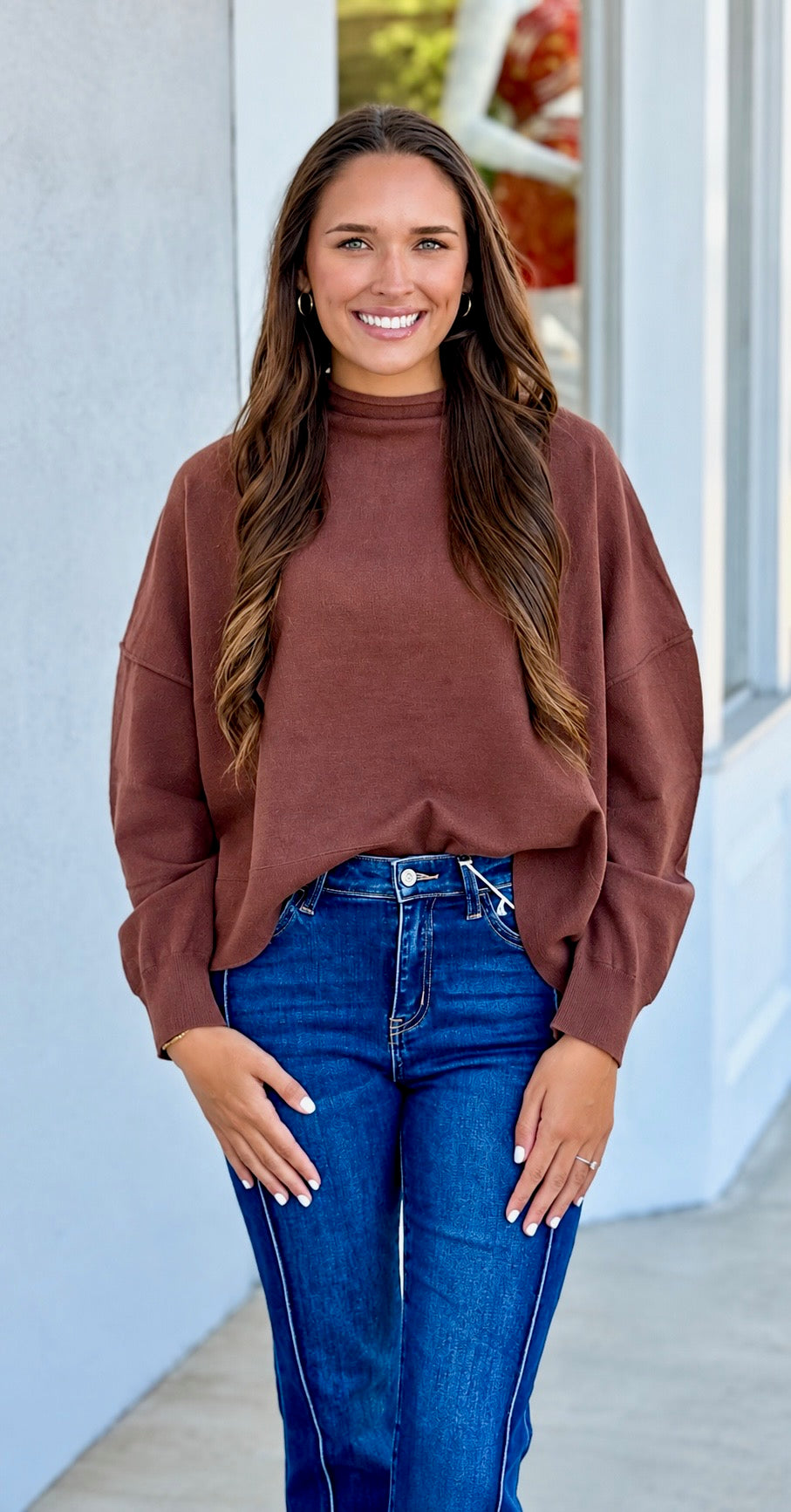 Espresso Mock Neck Pullover