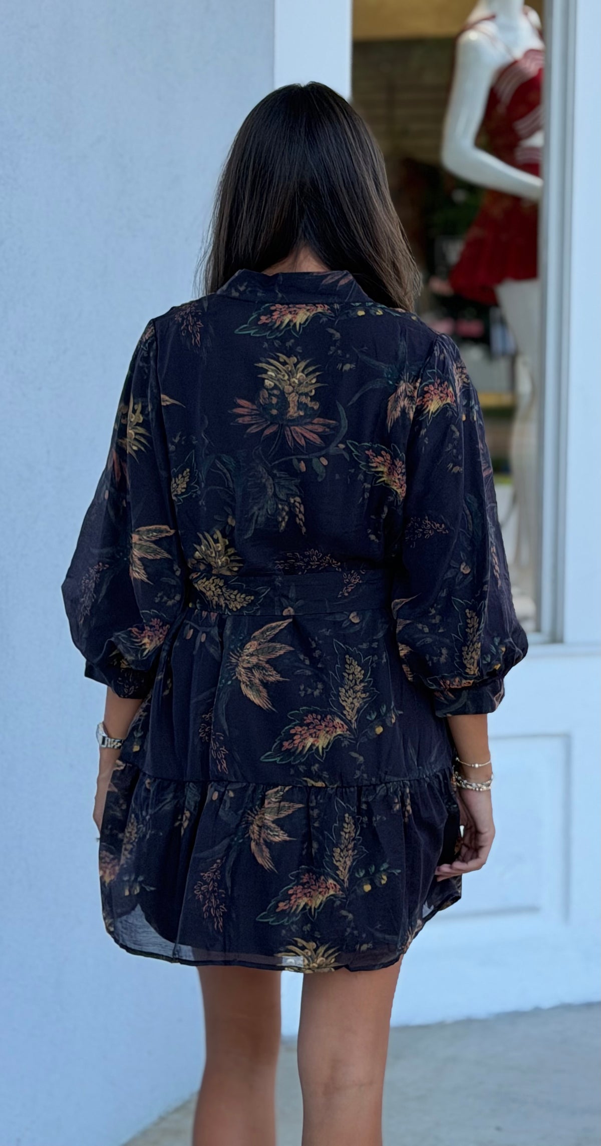 Chocolate Camel Floral Button Down Dress