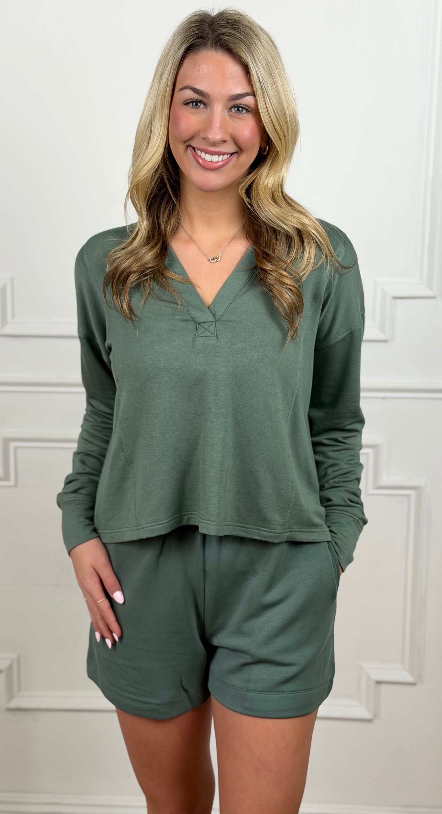 Cloudscape Henley Tee, Silky Pine