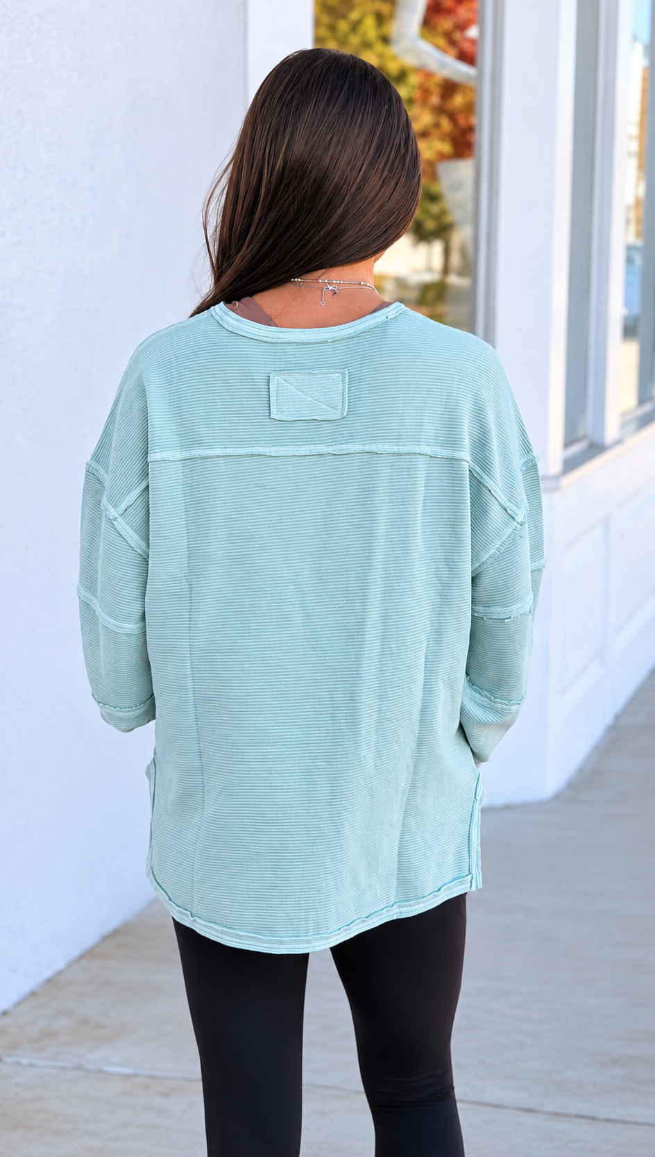 Exposed Seam Knit Top, Mint