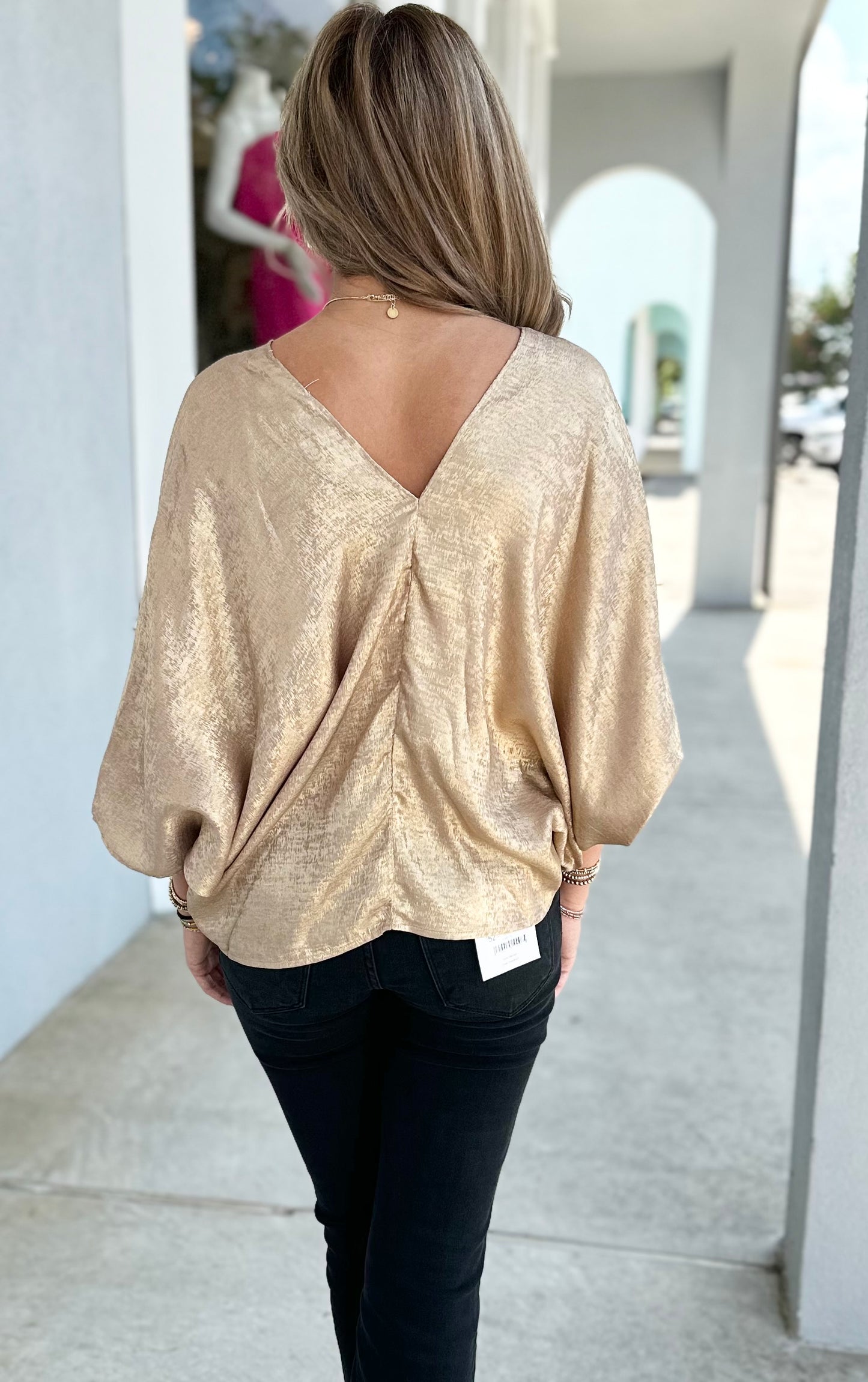 Gold V Neck Dolman Top