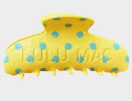 Polka Dot Lulu Mac Hair Clip Yellow/Blue