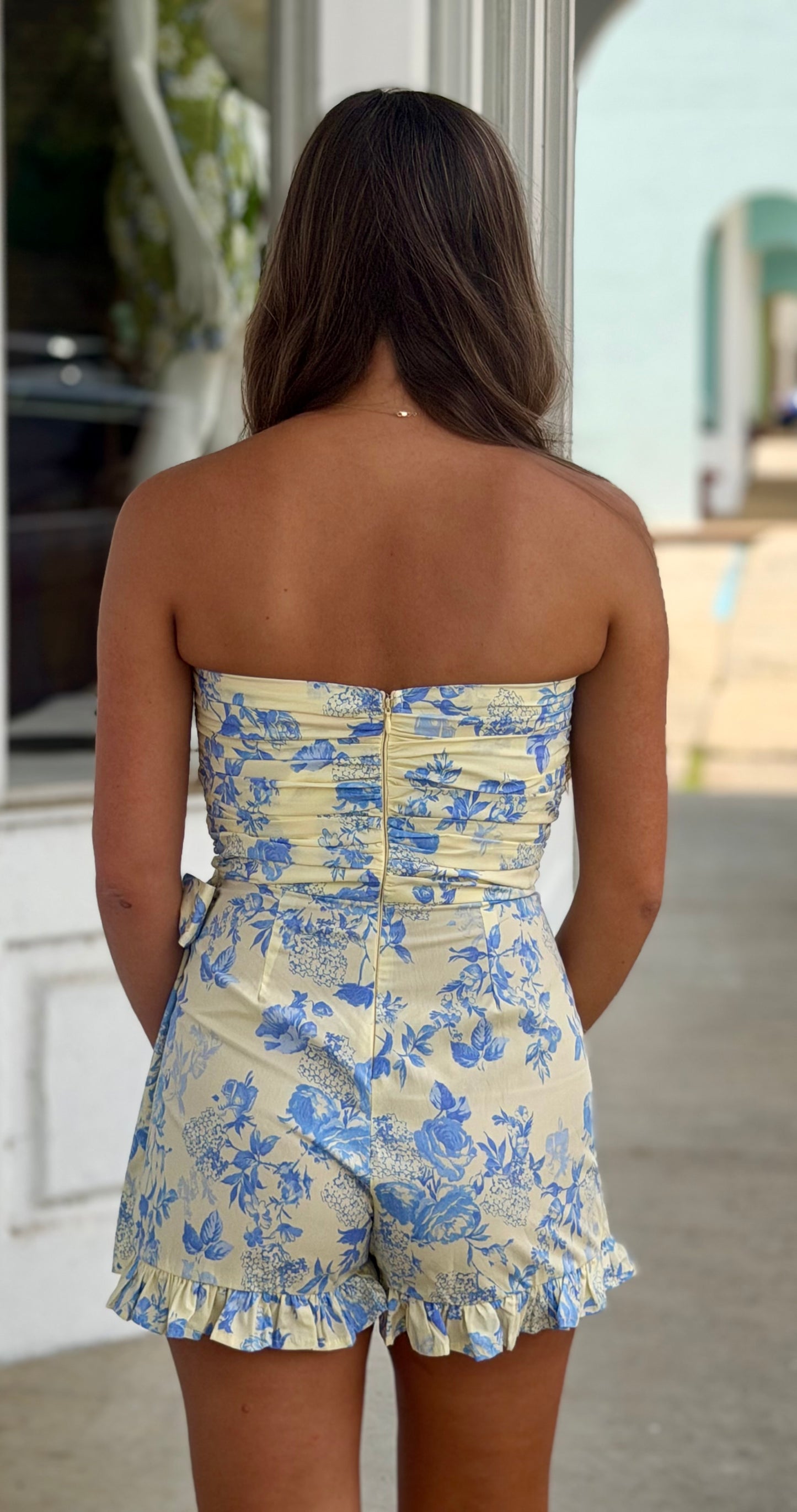 Floral Strapless Wrap Romper , Ella