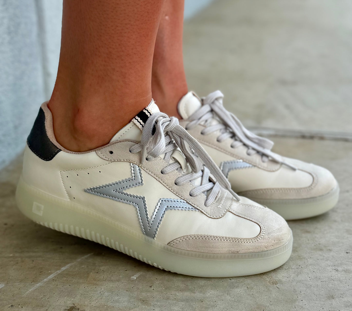 Peaches Platform Silver Sneakers