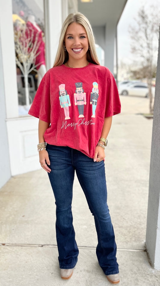 Red Nutcracker Merry Christmas Tee