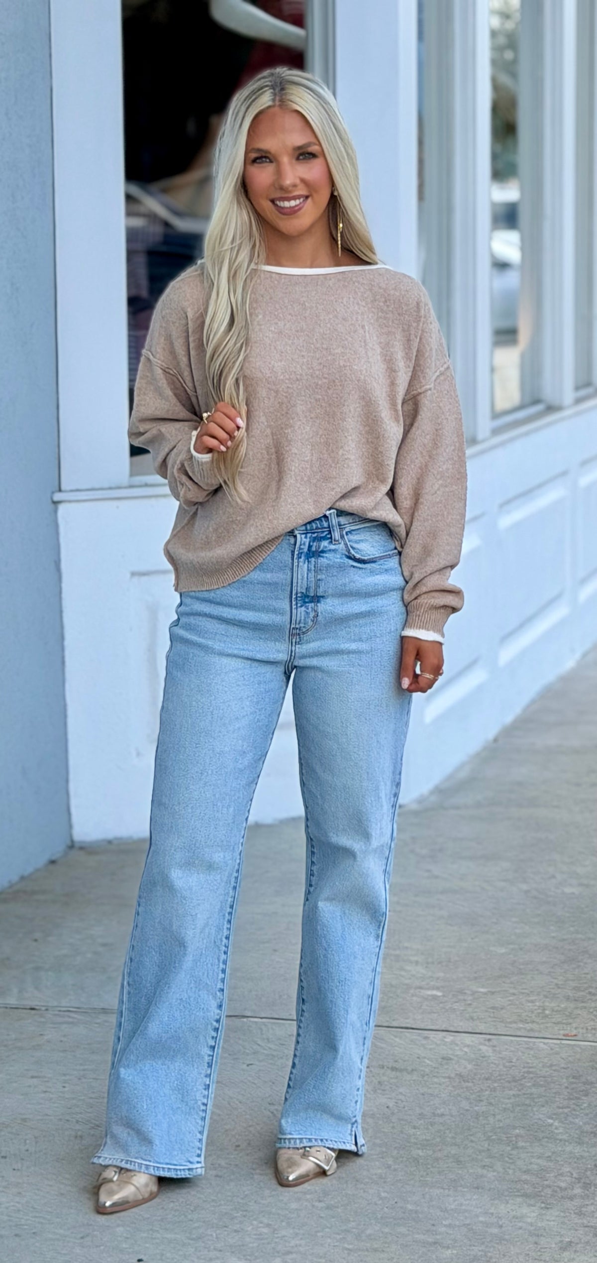 Cappuccino Good Feels Contrast Sweater