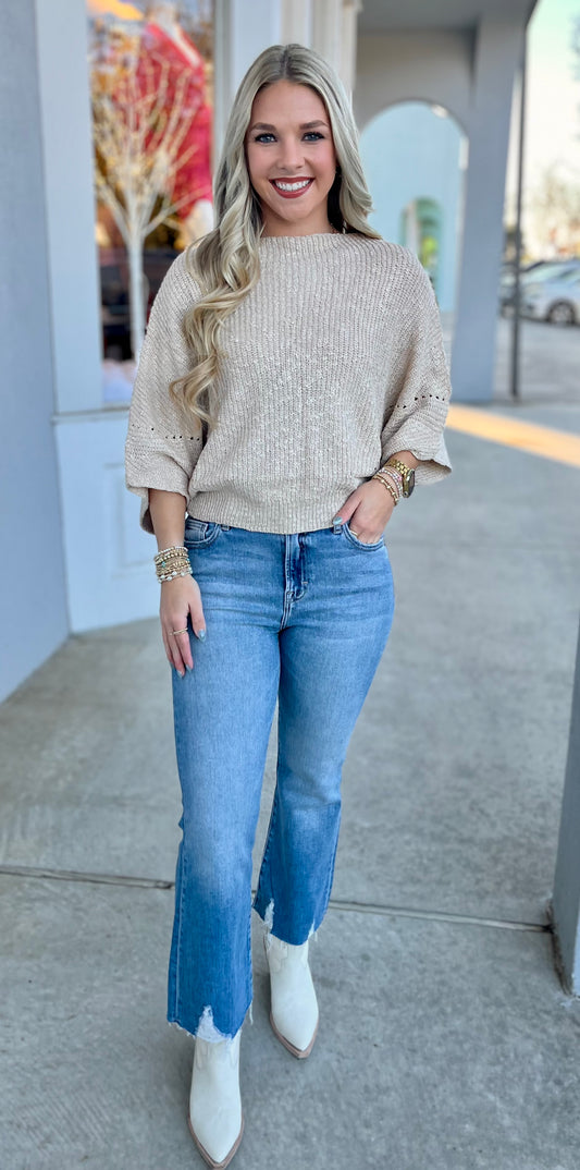 Oatmeal Dolman Boat Neck sweater