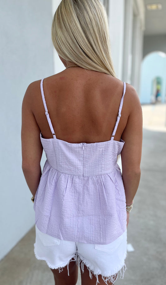 Babydoll Peplum Cami Top , Lavender