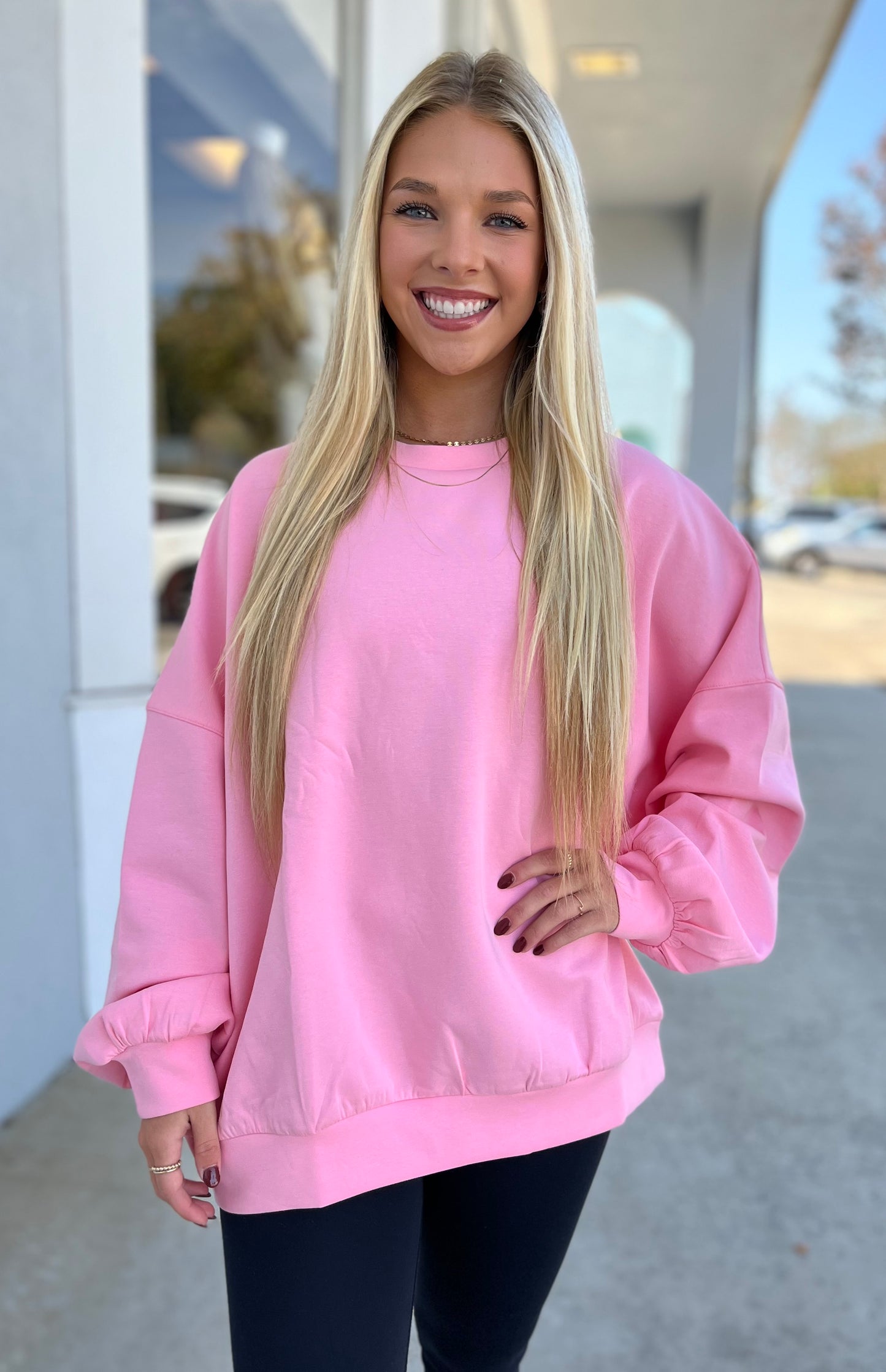 Pink Solid Scuba Sweatshirt