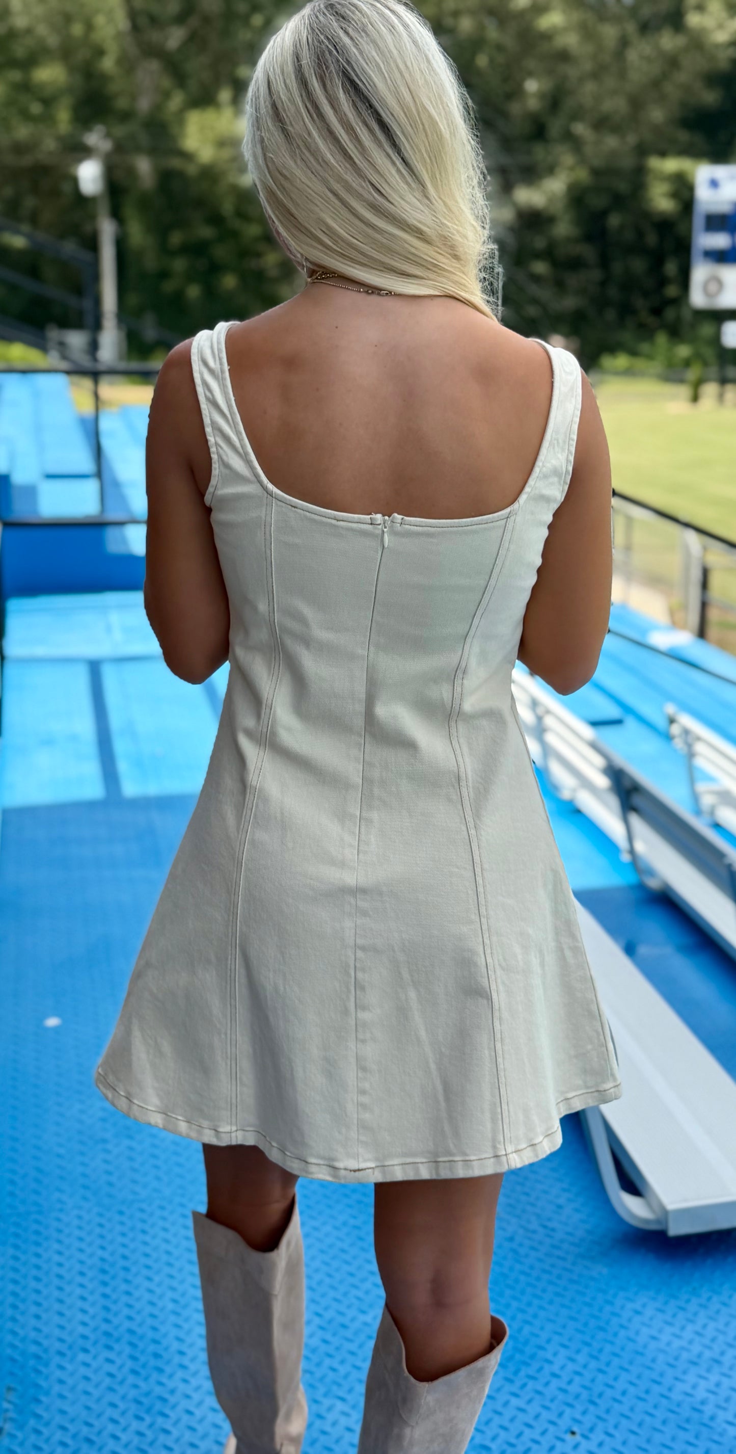 Ecru Square Neck Dress