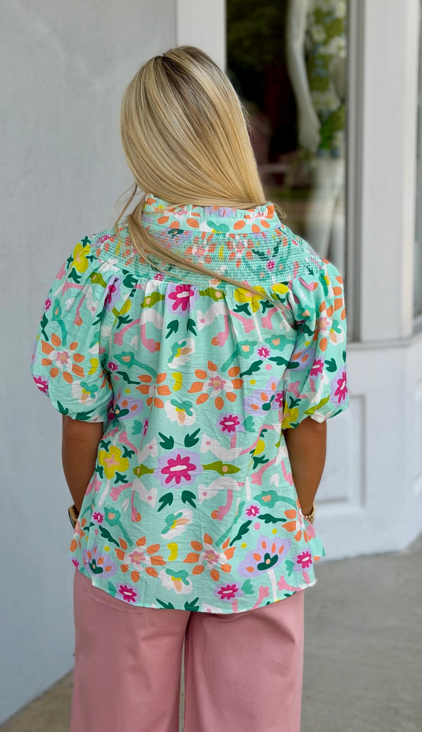 Mint Mix Cheerful Print Top