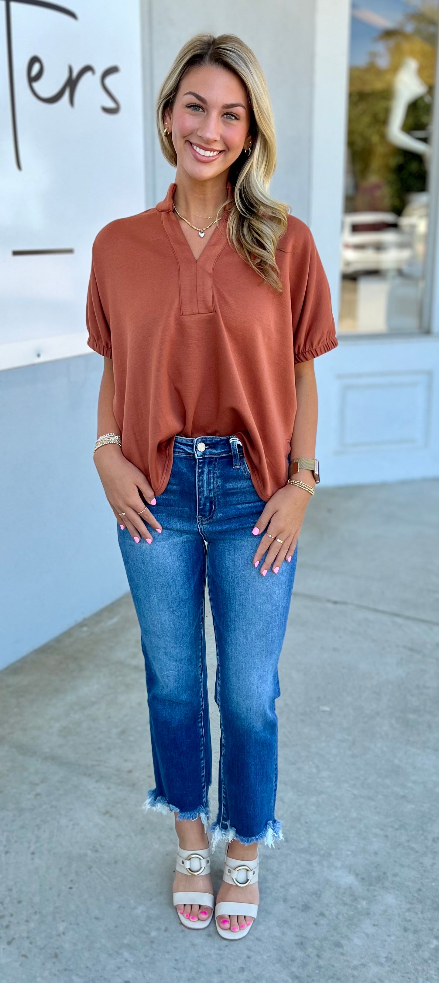 Clay V Neck Top