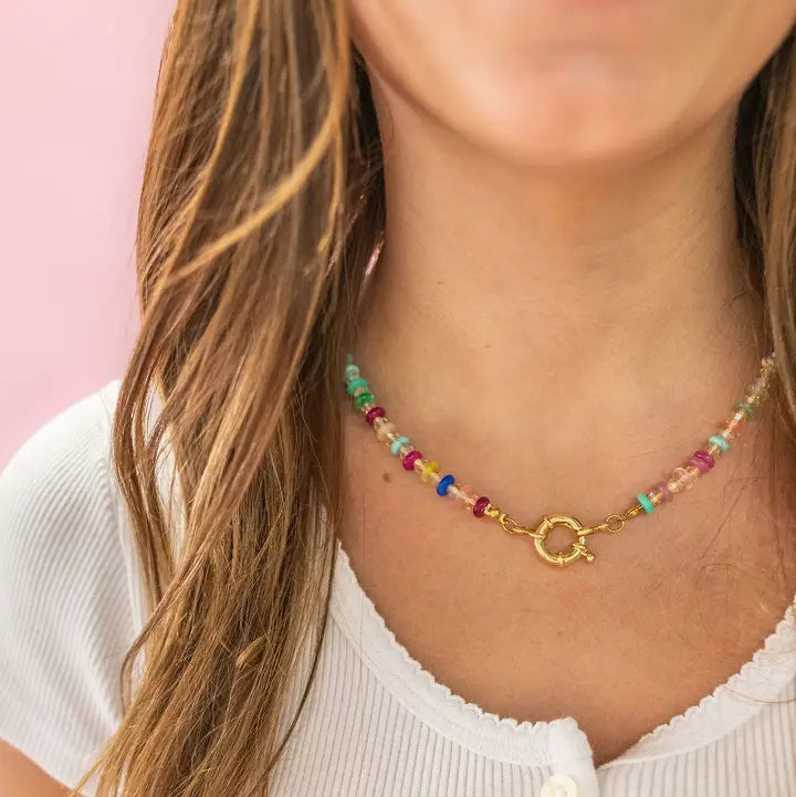 Confetti Crush Rainbow Gemstone Bead Necklace