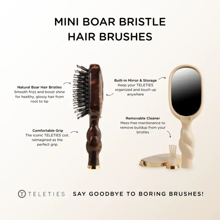 Mini Teletie Brush, Boar Tan