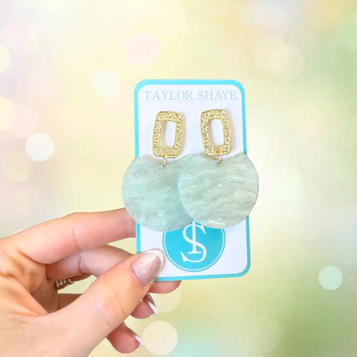 TS Earrings, Blue Shimmer Oval