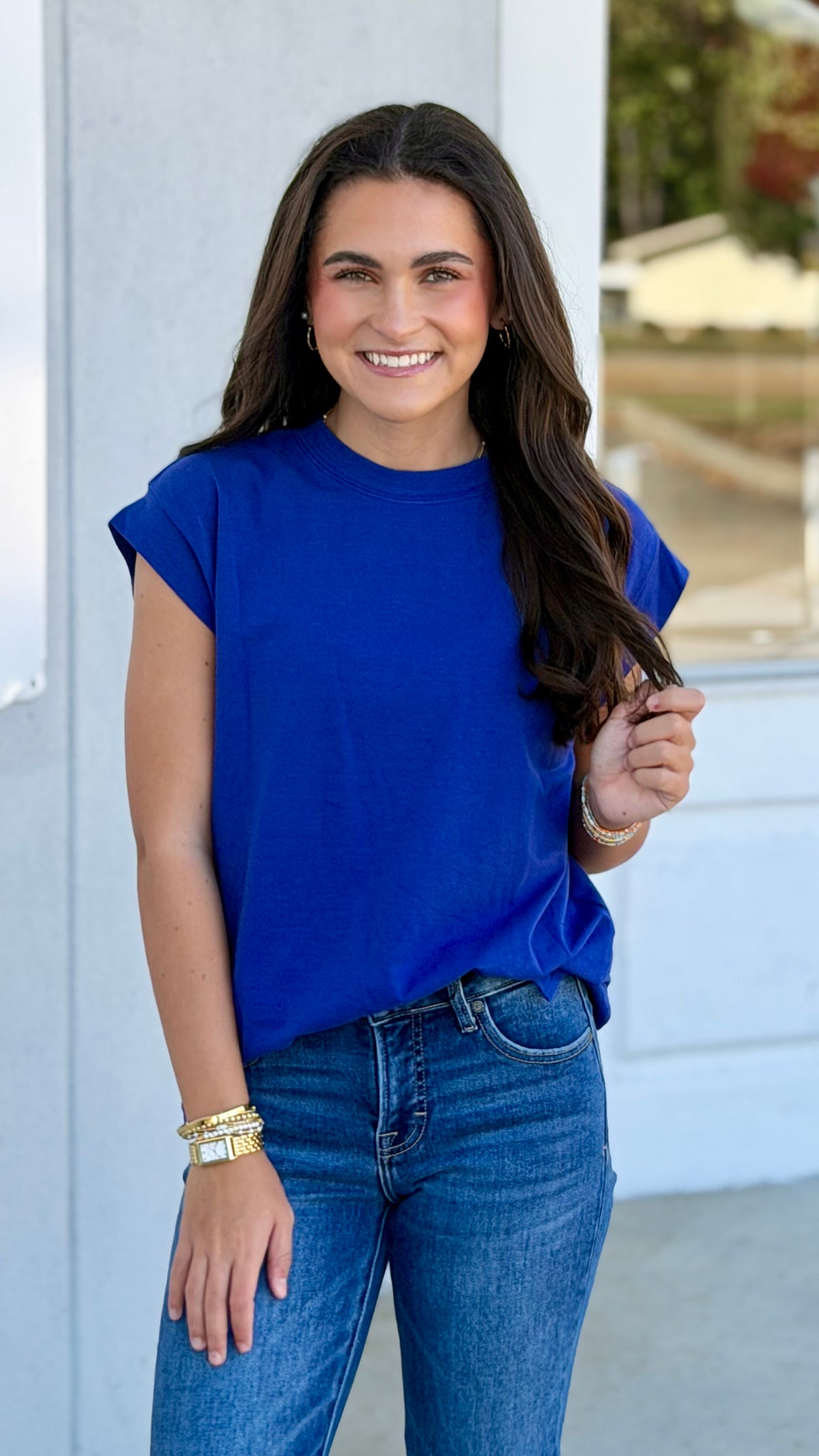 Short Sleeve Solid Top, Royal