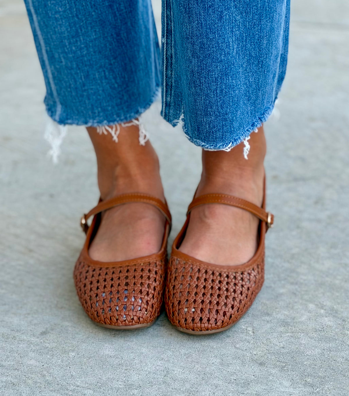 Tan Mesh Classic Mary Jane