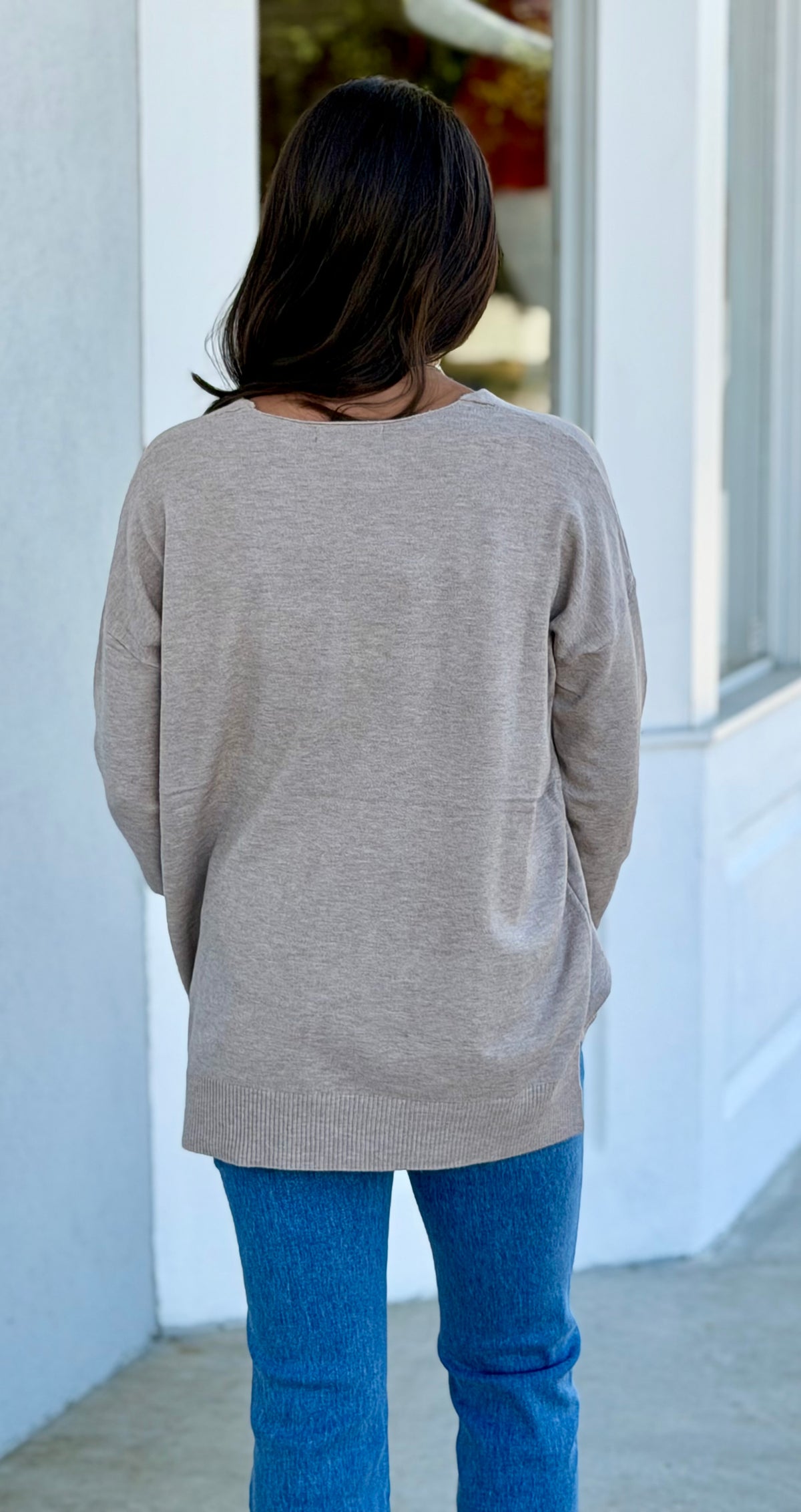 Viscose Front Seam Sweater, H Mocha