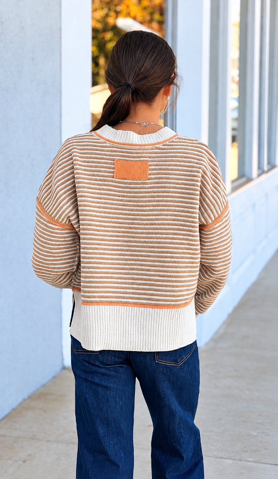 Stripe Knit Sweater, Taupe