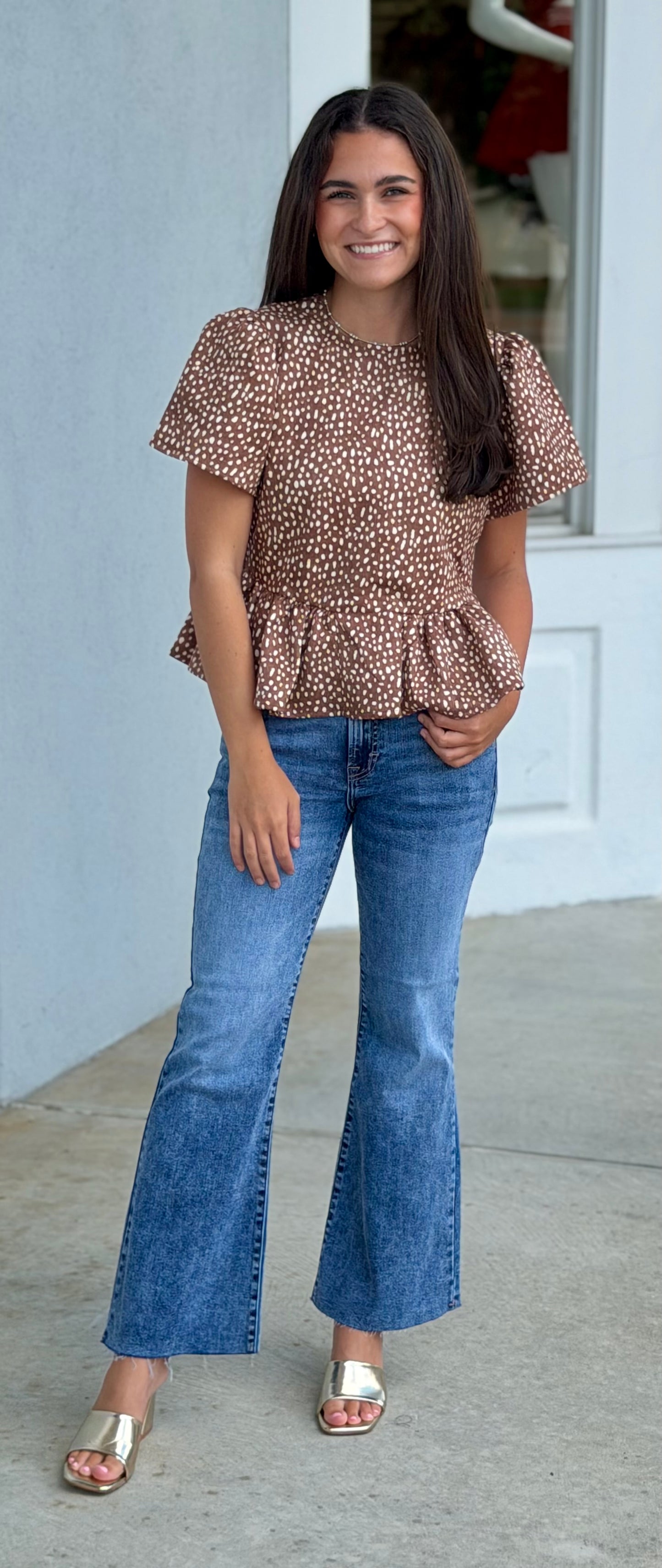 Spotted Peplum Top