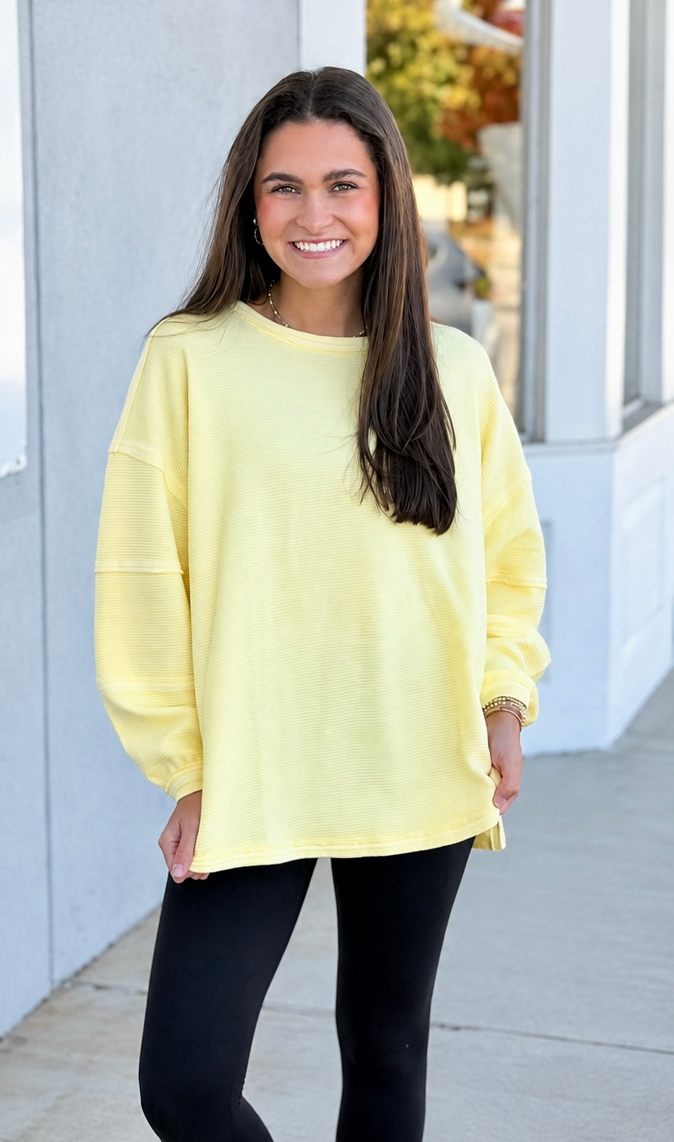 Exposed Seam Knit Top, Yellow