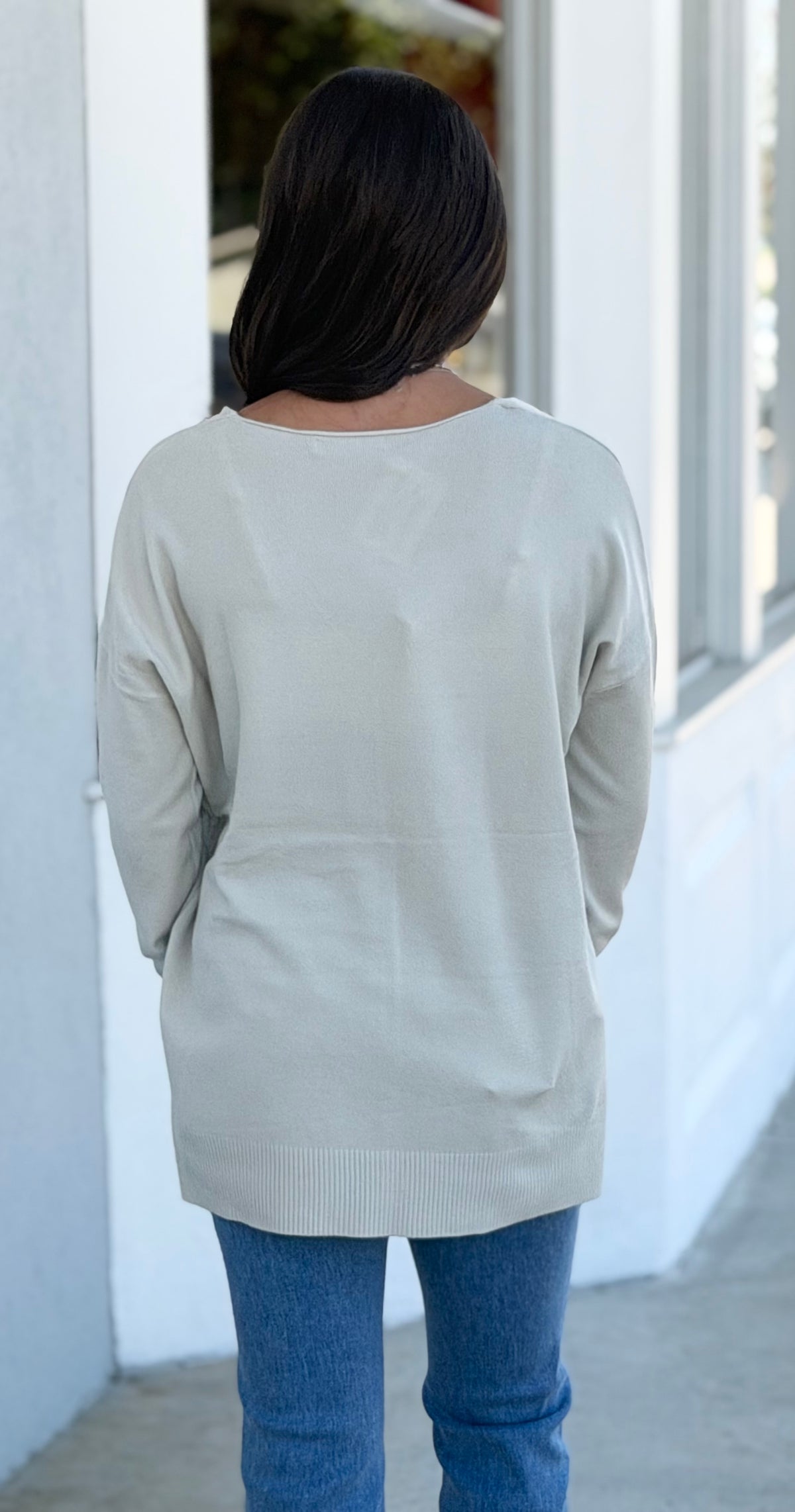 Viscose Front Seam Sweater, Bone