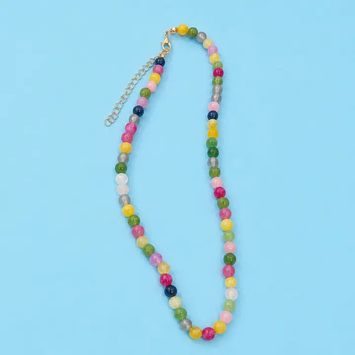 Natural Agate Beaded Necklace, Multi