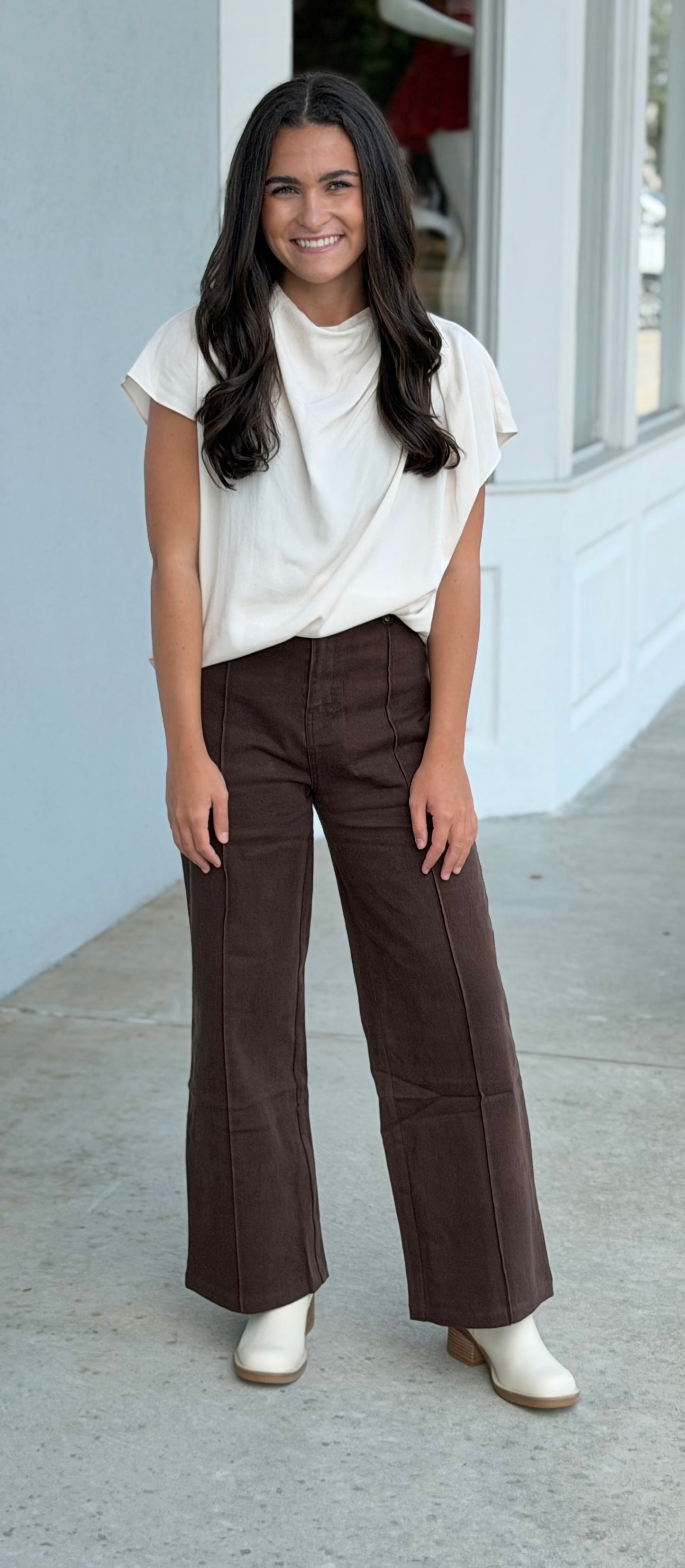Ivory High Cowl Neck Top