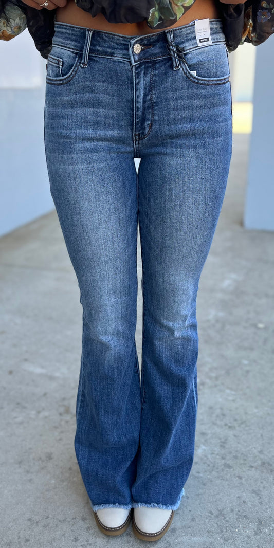 Mid Rise Vintage Wash Flare