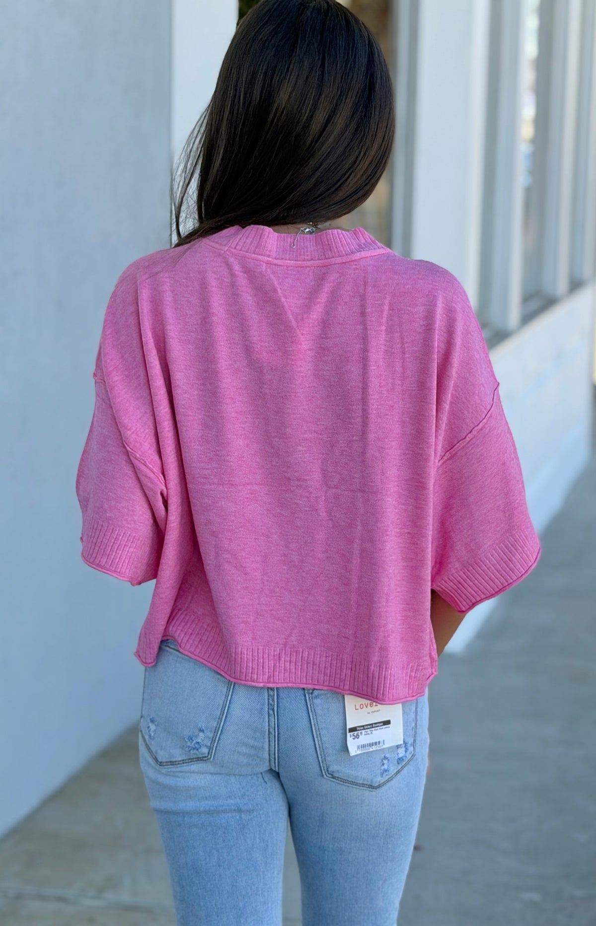 Viscose Mock Neck Cropped Boxy Sweater, H Candy Pink
