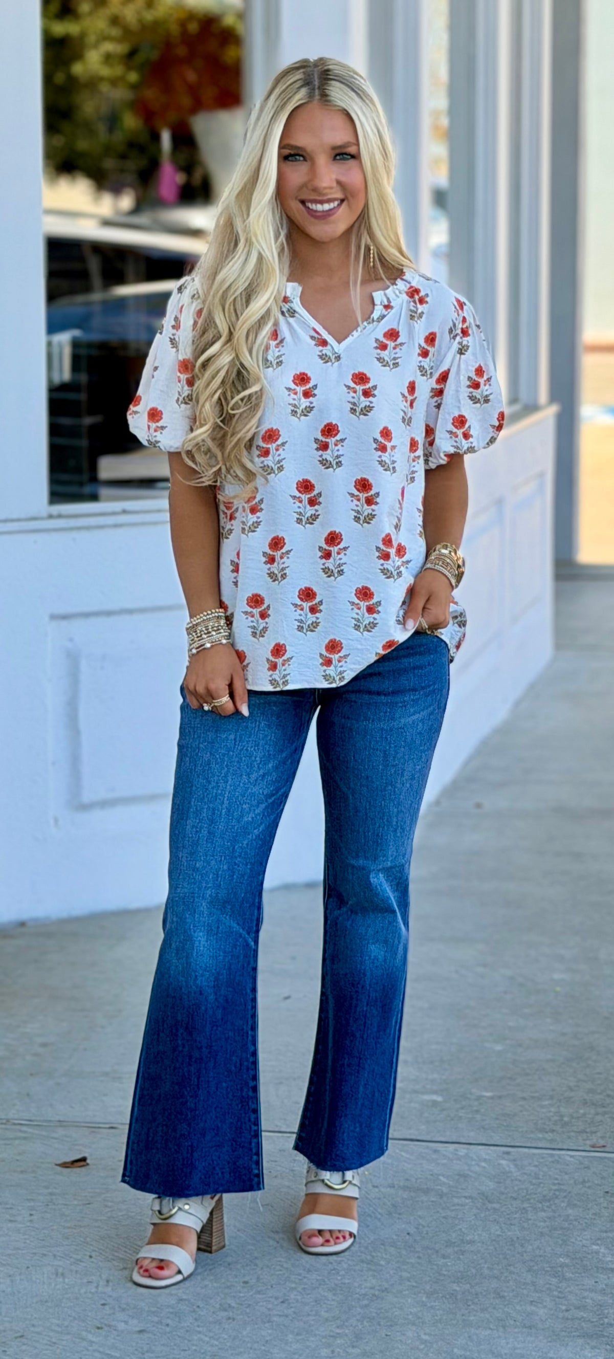 Floral Puff Sleeve Blouse