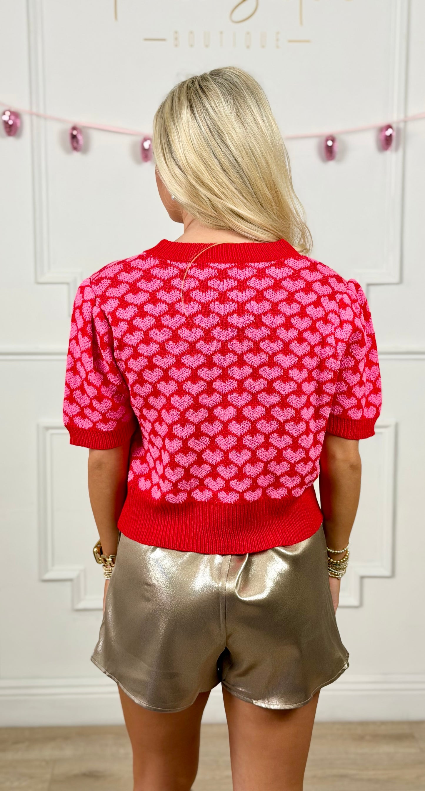 Heart Patterned Knit Top